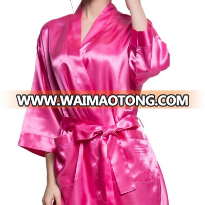 Ladies pink satin bridal short robe